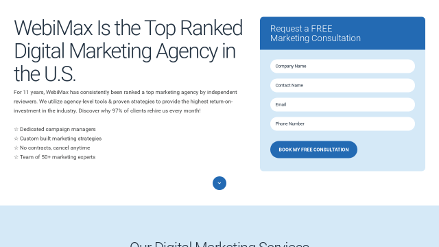 Webimax website screenshot